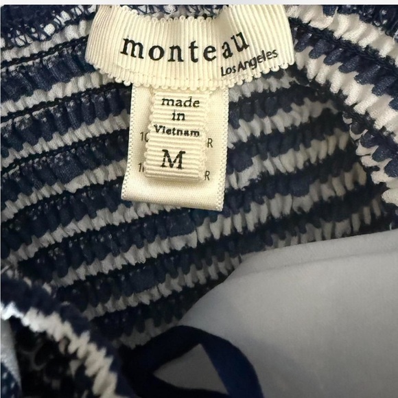 Monteau Navy Striped Jumpsuit Size Medium - Picture 3 of 6